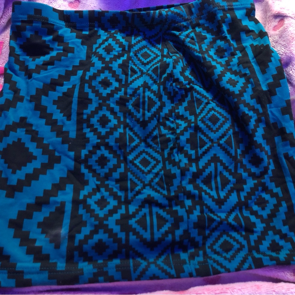 Geometric Blue and Black Skirt
